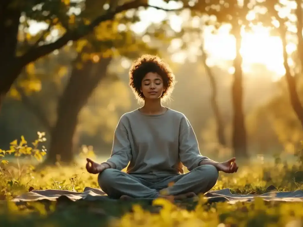 Meditasyonda uykuya dalan bir kişinin oturarak meditasyon yaptığı an