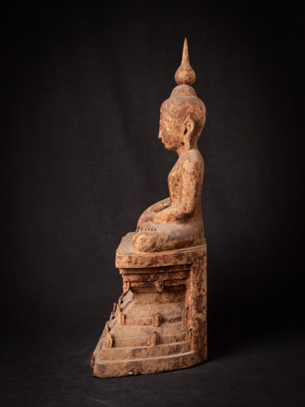 Antika Ahşap Birmanya Shan Buddha - Görsel 4