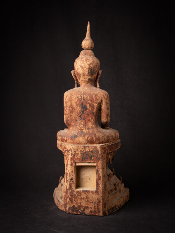 Antika Ahşap Birmanya Shan Buddha - Görsel 5