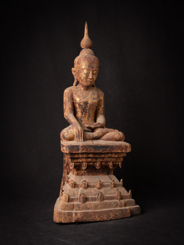 Antika Ahşap Birmanya Shan Buddha - Görsel 7