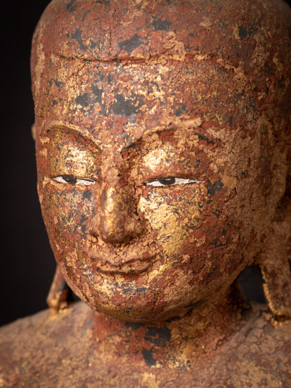 Antika Ahşap Birmanya Shan Buddha - Görsel 11