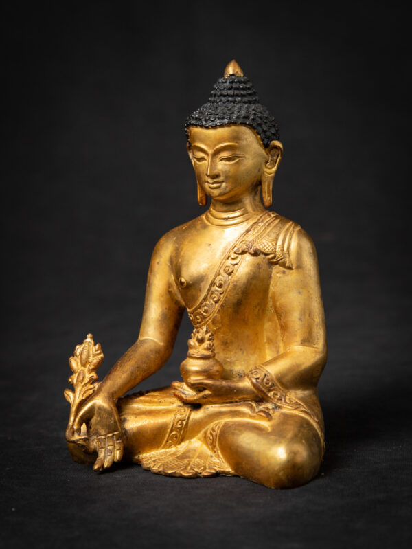 Eski Bronz Nepal Tıbbi Buda Heykeli - Görsel 11