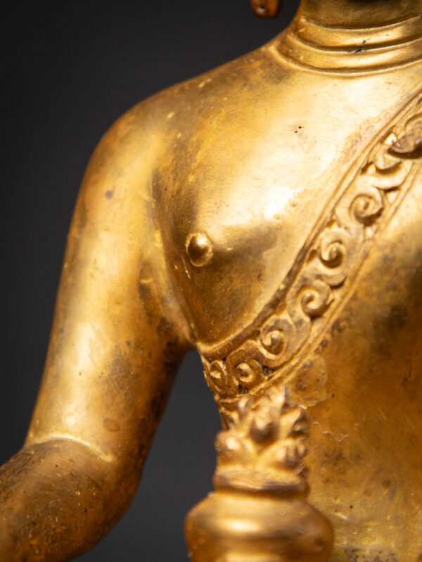 Eski Bronz Nepal Tıbbi Buda Heykeli - Görsel 4