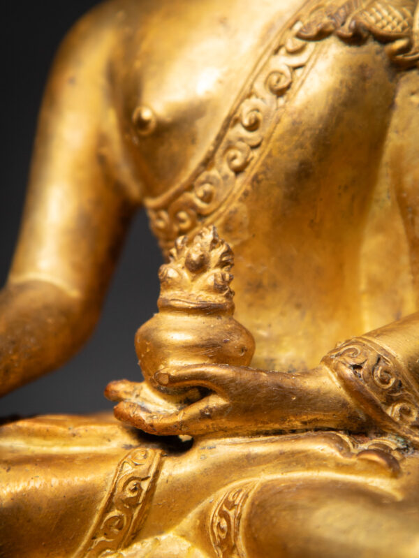 Eski Bronz Nepal Tıbbi Buda Heykeli - Görsel 3