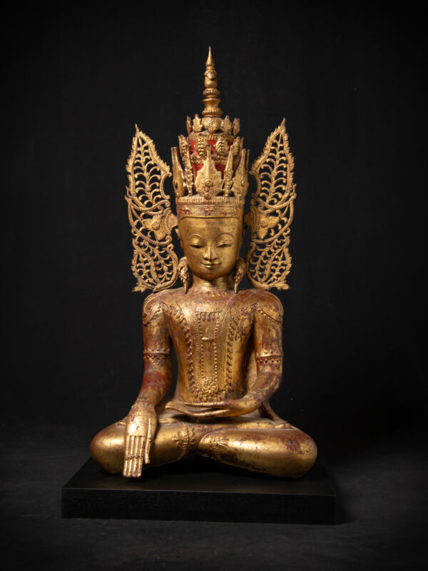 Çok Özel Antika Burma Taçlı Buda - Görsel 4
