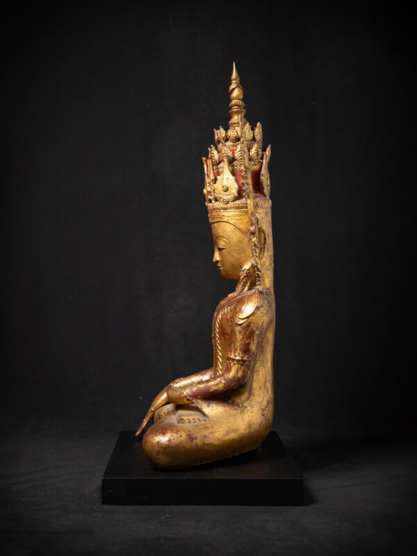 Çok Özel Antika Burma Taçlı Buda - Görsel 8