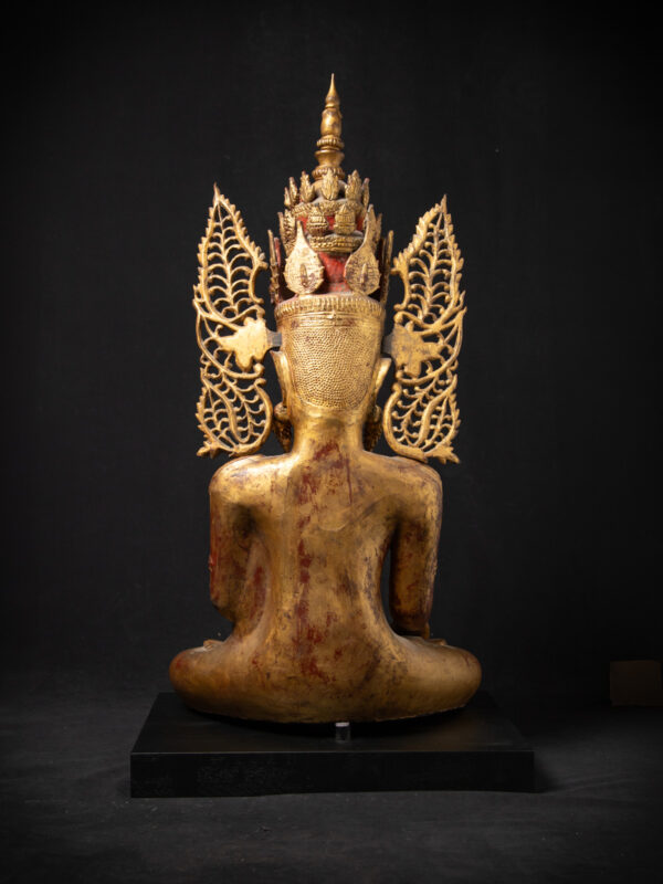 Çok Özel Antika Burma Taçlı Buda - Görsel 9