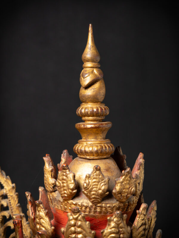 Çok Özel Antika Burma Taçlı Buda - Görsel 12