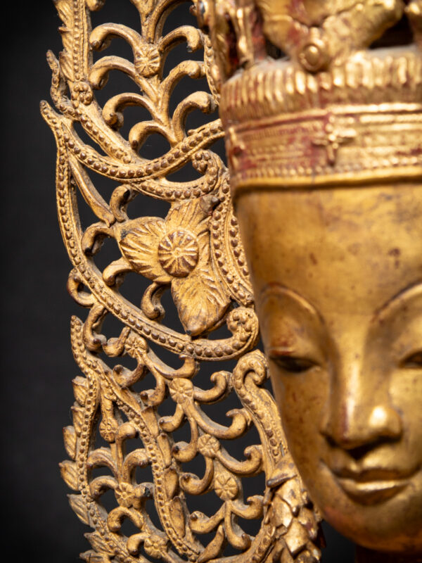 Çok Özel Antika Burma Taçlı Buda - Görsel 14