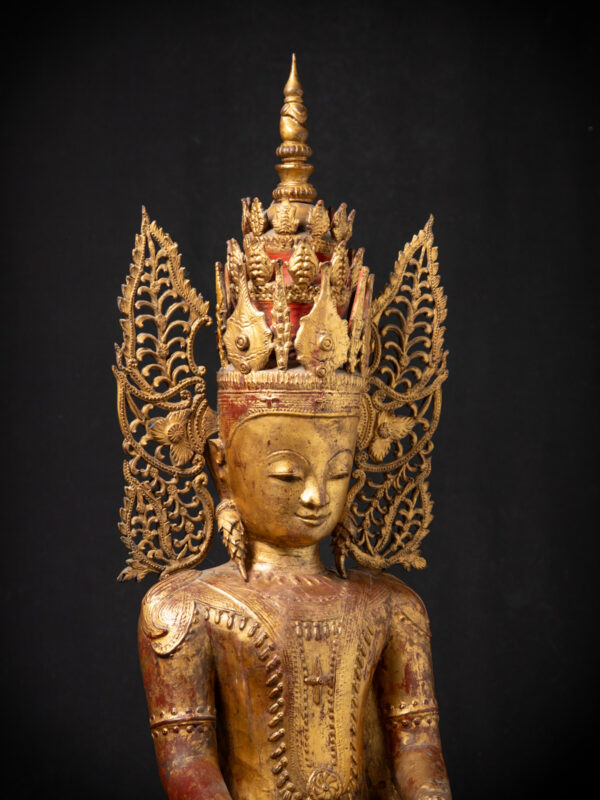 Çok Özel Antika Burma Taçlı Buda - Görsel 20