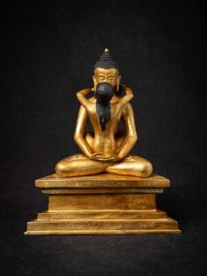 Bronz Nepal Samantabhadra heykeli, altın yaldızlı ve Dhyana mudrada