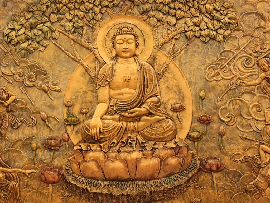 Nirvana ne demek sorusunu simgeleyen meditasyon yapan Buda heykeli