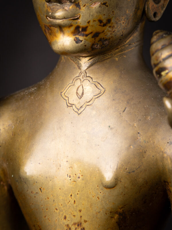 Özel Antik Bronz Vishnu heykeli - Görsel 5