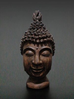 Koyu Kahverengi Buda Başı Heykeli - önden görünüm - vitrin fotoğrafı