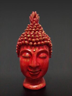 Altın Eskitmeli Açık Kiremit Rengi Buda Kafası Heykeli